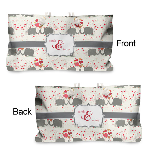 Elephants in Love Large Rope Tote - From & Back View