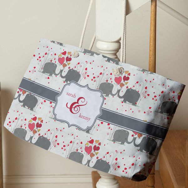 Elephants in Love Large Rope Tote - Life Style