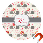Elephants in Love Round Car Magnet - 6" (Personalized)