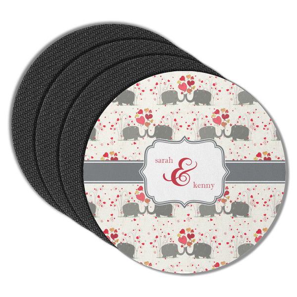 Elephants in Love Round Coaster Rubber Back - Main