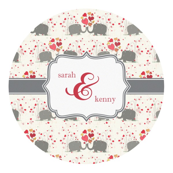 Custom Elephants in Love Round Decal (Personalized)