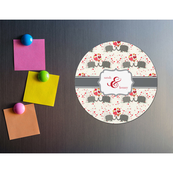 Elephants in Love Round Fridge Magnet - LIFESTYLE