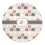 Elephants in Love 5' Round Indoor Area Rug (Personalized)