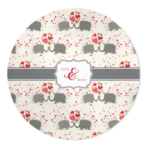 Custom Elephants in Love 5' Round Indoor Area Rug (Personalized)
