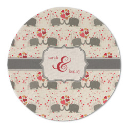 Elephants in Love Round Linen Placemat (Personalized)