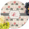 Elephants in Love Round Linen Placemats - Front (w flowers)
