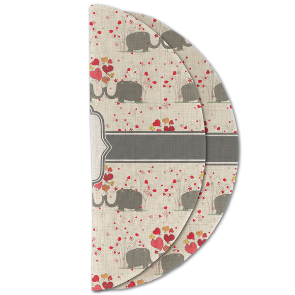 Elephants in Love Round Linen Placemats - HALF FOLDED (double sided)