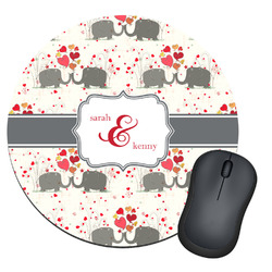 Elephants in Love Round Mouse Pad (Personalized)
