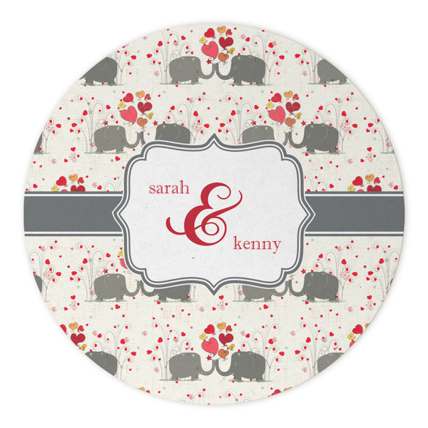 Elephants in Love Round Paper Coaster - Approval