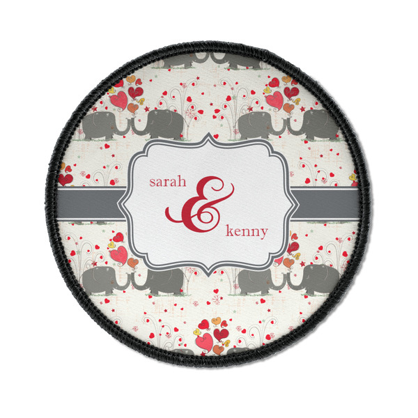 Custom Elephants in Love Iron On Round Patch w/ Couple's Names