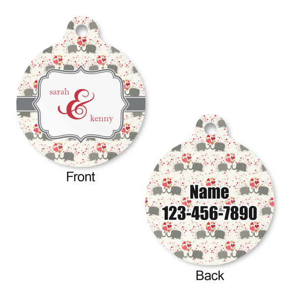 Elephants in Love Round Pet ID Tag - Large - Approval