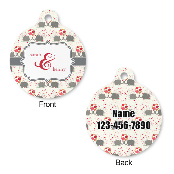Elephants in Love Round Pet Tag - Front & Back