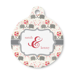 Elephants in Love Round Pet ID Tag - Small (Personalized)
