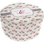 Elephants in Love Round Pouf Ottoman (Personalized)
