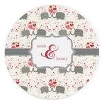 Elephants in Love Round Stone Trivet (Personalized)