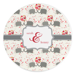 Elephants in Love Round Stone Trivet (Personalized)