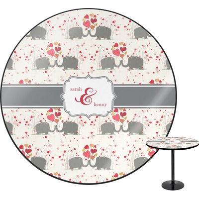Elephants in Love Round Table - 30" (Personalized)