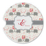 Elephants in Love Sandstone Car Coaster - Single (Personalized)