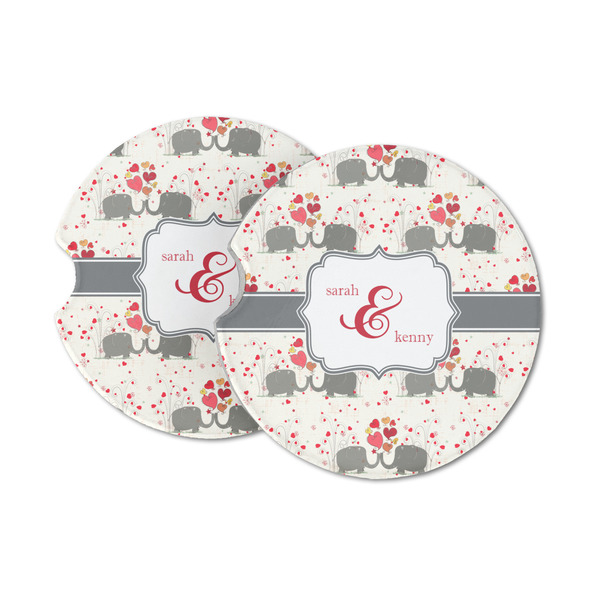 Custom Elephants in Love Sandstone Car Coasters (Personalized)
