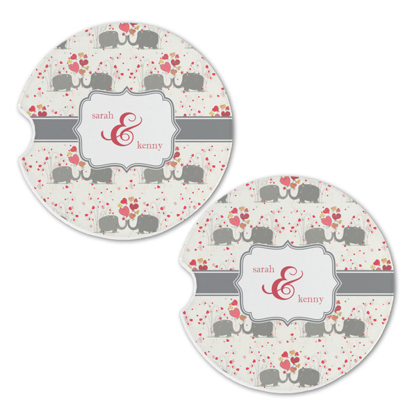 Elephants in Love Sandstone Car Coasters - Set of 2