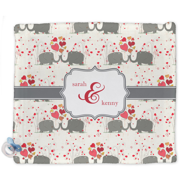 Custom Elephants in Love Security Blanket - Single Sided (Personalized)