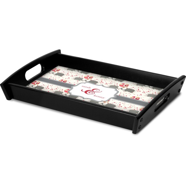 Elephants in Love Serving Tray Black - Corner