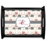 Elephants in Love Black Wooden Tray - Large (Personalized)