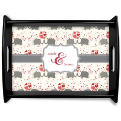 Elephants in Love Black Wooden Tray - Large (Personalized)