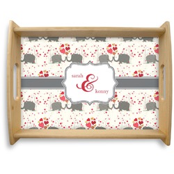 Elephants in Love Natural Wooden Tray - Large (Personalized)