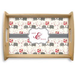 Elephants in Love Natural Wooden Tray - Small (Personalized)