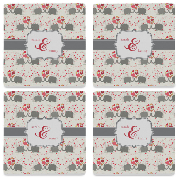 Elephants in Love Set of 4 Sandstone Coasters - See All 4 View