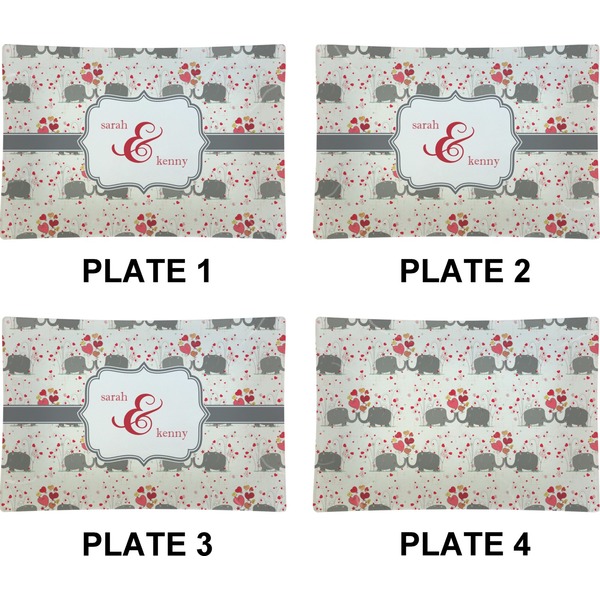 Elephants in Love Set of Rectangular Appetizer / Dessert Plates (Approval)