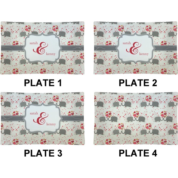 Elephants in Love Set of Rectangular Dinner Plates (Approval)