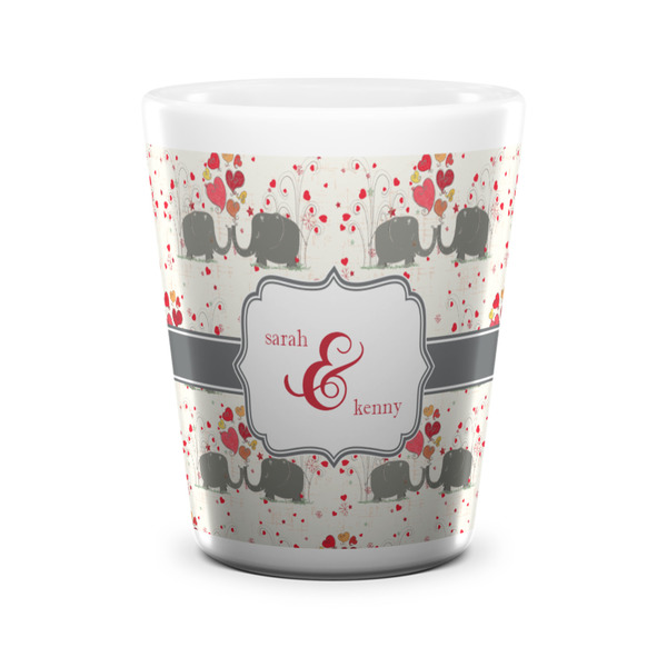 Elephants in Love Shot Glass - White - FRONT