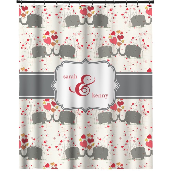 Custom Elephants in Love Extra Long Shower Curtain - 70"x84" (Personalized)