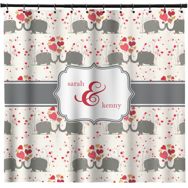 Custom Elephants in Love Shower Curtain - 71" x 74" (Personalized)