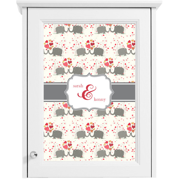 Elephants in Love Single White Cabinet Decal
