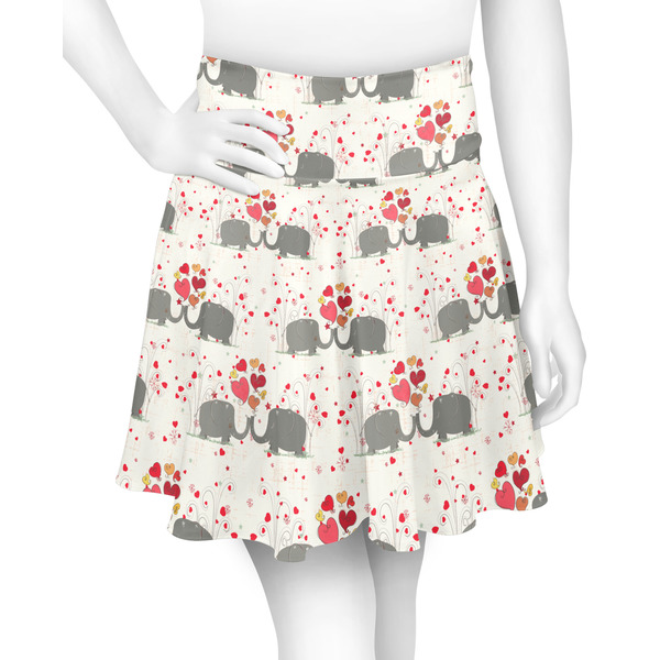Custom Elephants in Love Skater Skirt - X Large