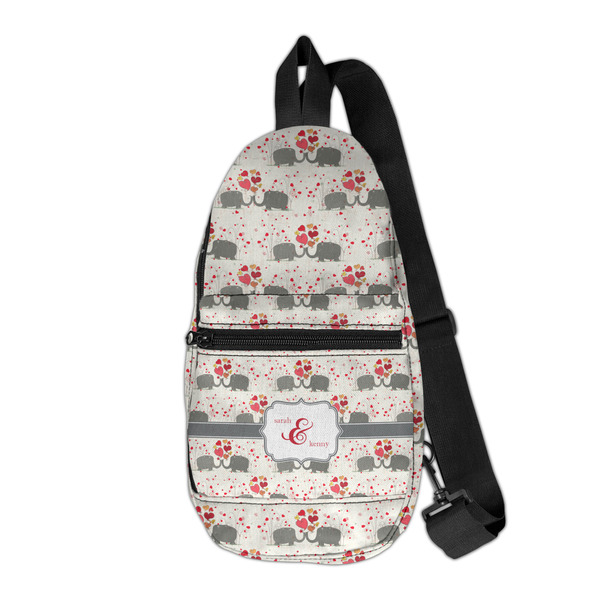 Custom Elephants in Love Sling Bag (Personalized)