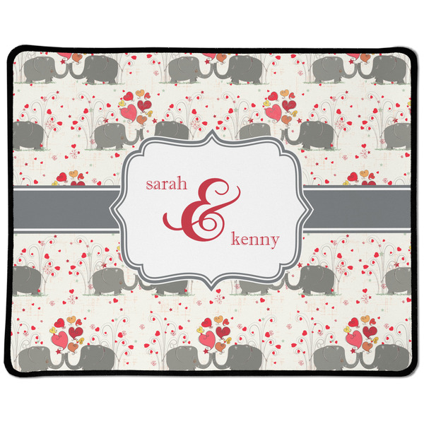 Custom Elephants in Love Large Gaming Mouse Pad - 12.5" x 10" (Personalized)