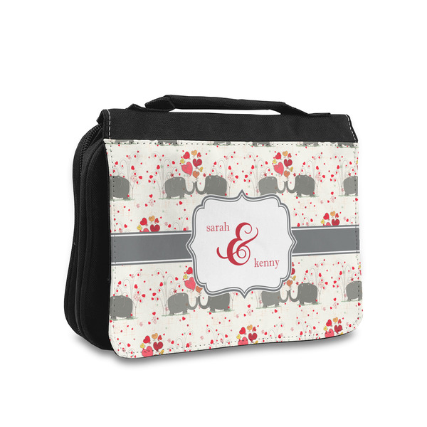 Custom Elephants in Love Toiletry Bag - Small (Personalized)