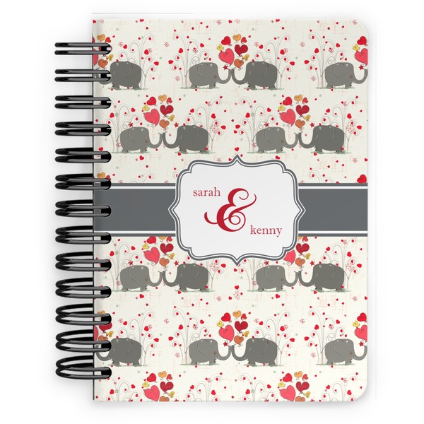 Custom Elephants in Love Spiral Notebook - 5x7 w/ Couple's Names