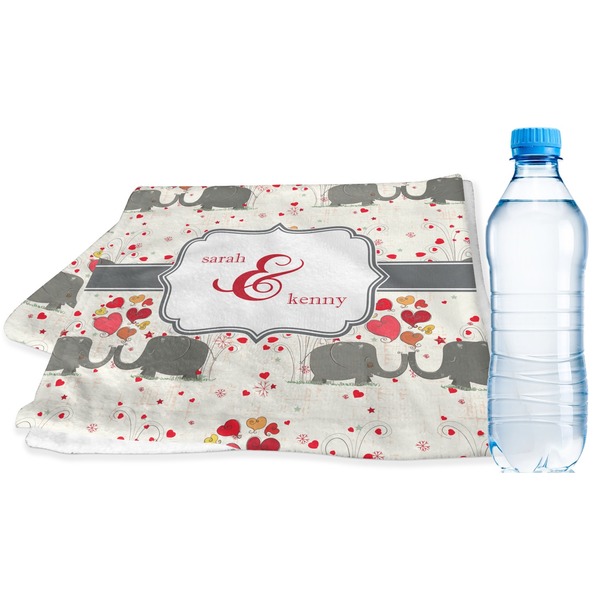 Custom Elephants in Love Sports & Fitness Towel (Personalized)