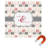 Elephants in Love Square Car Magnet - 10" (Personalized)