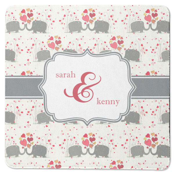 Elephants in Love Square Coaster Rubber Back - Single