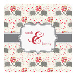 Elephants in Love Square Decal - XLarge (Personalized)