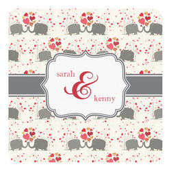 Elephants in Love Square Decal - Small (Personalized)