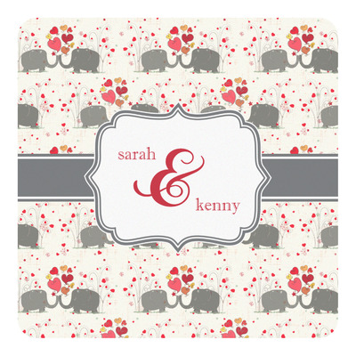 Elephants in Love Square Decal (Personalized)