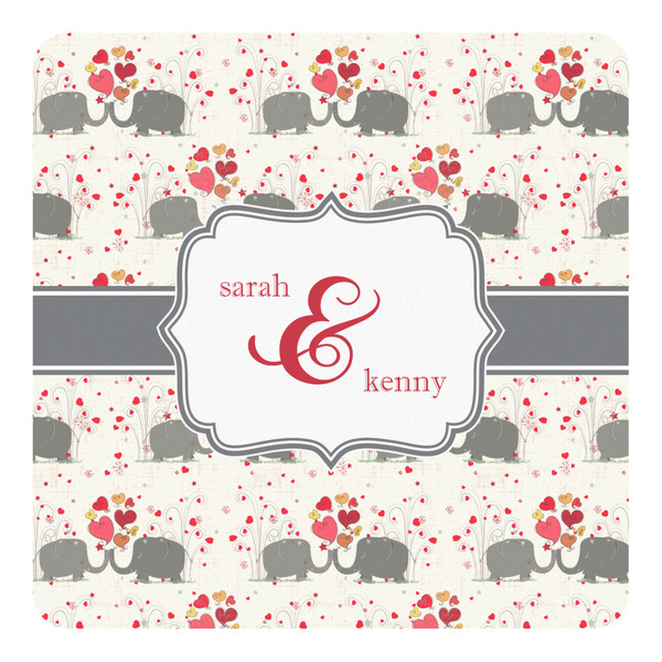 Custom Elephants in Love Square Decal - Medium (Personalized)