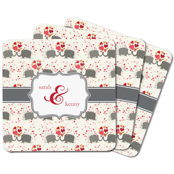 Elephants in Love Square Fridge Magnet - MAIN